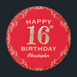 Aimant 16th Birthday Party Red and Gold Glitter Frame<br><div class="desc">16th Birthday Party Red and Gold Glitter Frame Magnet. For further customization,  please click the "Customize it" button and use our design tool to modify this template.</div>