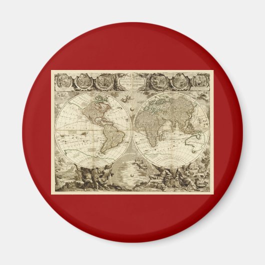 Aimant 1708 World Map by Jean Baptiste Nolin (Devant)