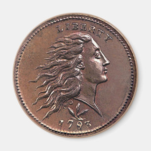 Aimant 1793 penny débordants des États-Unis de cheveux