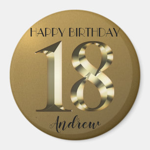 Aimant 18e anniversaire d'or métallique