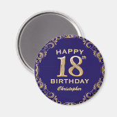 Aimant 18e anniversaire Parties scintillant marine bleu e (Recto/Verso)