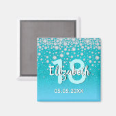 Aimant 18e anniversaire turquoise bleu vert nom de partie (Recto/Verso)