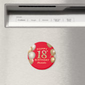 Aimant 18e fête d'anniversaire Ballons rouge et or (In Situ (Lave-vaisselle))