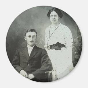 Aimant 1914 M. & Mme Hill RPPC B&W Photo Couple Image