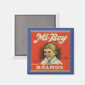 Aimant 1930s Mi-Boy saumon rose peut étiquette (Recto/Verso)