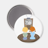 Aimant 1950 TV Watching Kids (Recto/Verso)