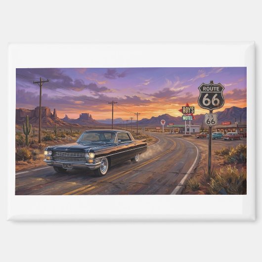 Aimant 1964 Cadillac sur la route 66 (Recto)
