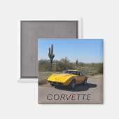 Aimant 1973 Corvette Jaune Stingray C3 Classic Car (Recto/Verso)