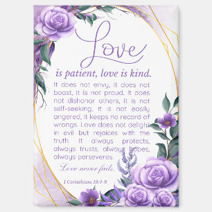 Aimant 1 Cor 13:4-8 L'amour est Patient Lavender Floral