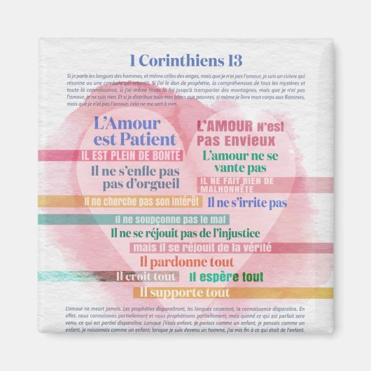 Aimant 1 Corinthiens 13, Hymne à l’Amour (Devant)