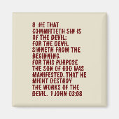 Aimant 1 Jean 3:8 (Écriture) (Devant)