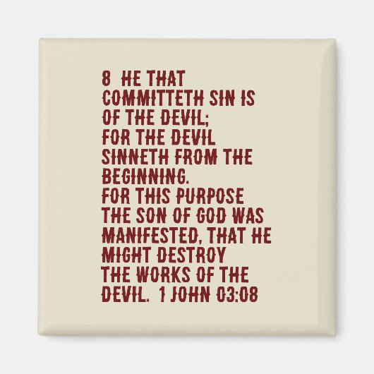 Aimant 1 Jean 3:8 (Écriture) (Devant)
