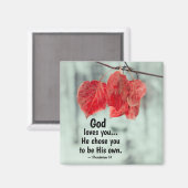 Aimant 1 Thessaloniciens 1:4 Dieu t'aime... Il t'a choisi (Recto/Verso)