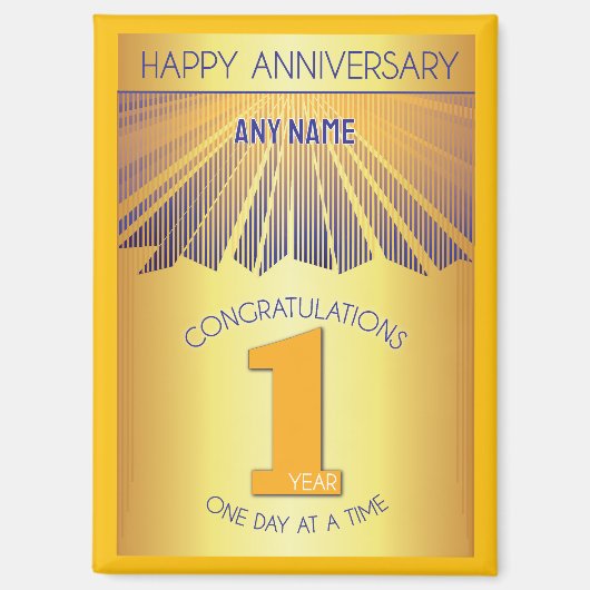 Aimant 1 Year | Golden Ray 12 Step CUSTOM NAME (Recto)