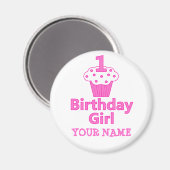 Aimant 1er anniversaire Fille Cupcake Design (Recto/Verso)