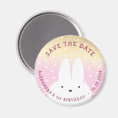 Aimant 1er Anniversaire Sauvez La Date Hiver Bunny Pink G (Recto/Verso)