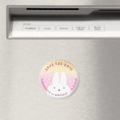 Aimant 1er Anniversaire Sauvez La Date Hiver Bunny Pink G (In Situ (Lave-vaisselle))