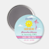 Aimant 1er Anniversaire Sauvez la Date Mignonne Soleil et (Recto/Verso)