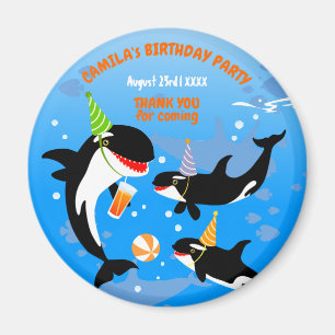 Aimant 1er anniversaire sous la mer orca baleine fille