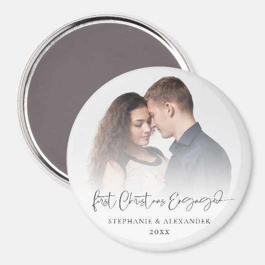 Aimant 1er Noël Engagé Photo Overlay Noms Année (Recto/Verso)