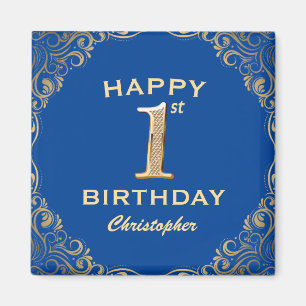 Aimant 1ère fête d'anniversaire Cadre Parties scintillant