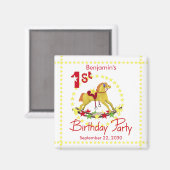 Aimant 1ère fête d'anniversaire Rockking Horse (Recto/Verso)