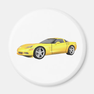 Aimant 2008 Corvette : Voiture de sport : Fin jaune :