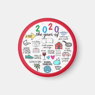 Aimant 2020 COVID 19 illustration de quarantaine cercle r