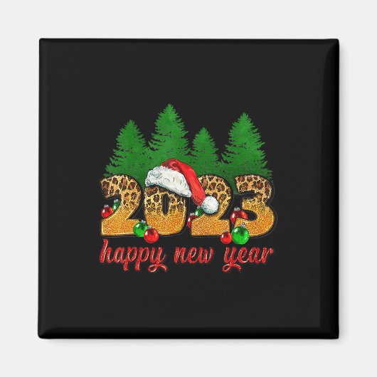 Aimant 2023 Joyeux Nouvel An Leopard Nouvel An Soirée Su (Devant)