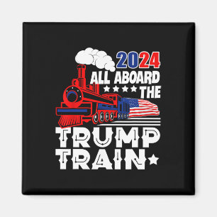 Aimant 2024 À Bord Du Trump Train Usa American Flag