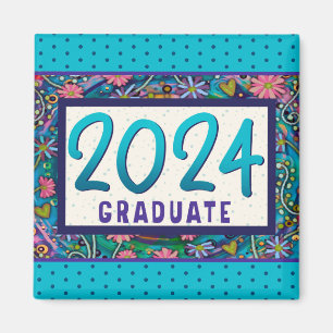Aimant 2024 Graduate Fun Floral Moderne tendance