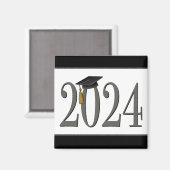 Aimant 2024 Graduation Cap Simple Moderne tendance (Recto/Verso)