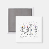 Aimant 2024 New Year Crew Skeleton Dancing Funny Nurse Ic (Recto/Verso)