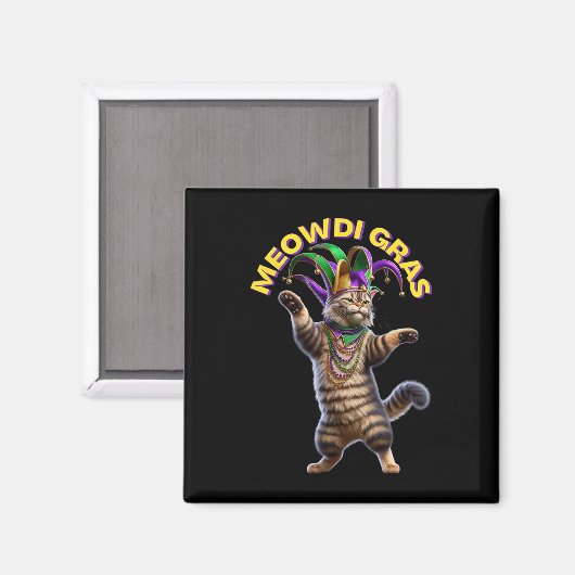 Aimant 2025 Matching Mens Womans Funny Meowdi Gras Chat M (Recto/Verso)