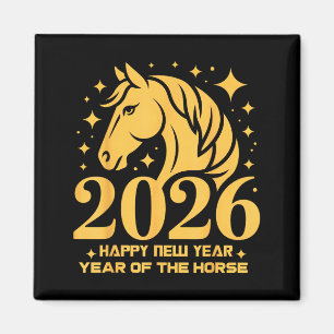 Aimant 2026 Année du Cheval Art du zodiaque floral Nouvel