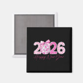 Aimant 2026 Happy New Year Bow Patch Disco Ball  (Recto/Verso)
