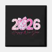 Aimant 2026 Happy New Year Bow Patch Disco Ball  (Devant)
