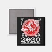 Aimant 2026 Lunar Chinese New Year Fire Horse  (Recto/Verso)