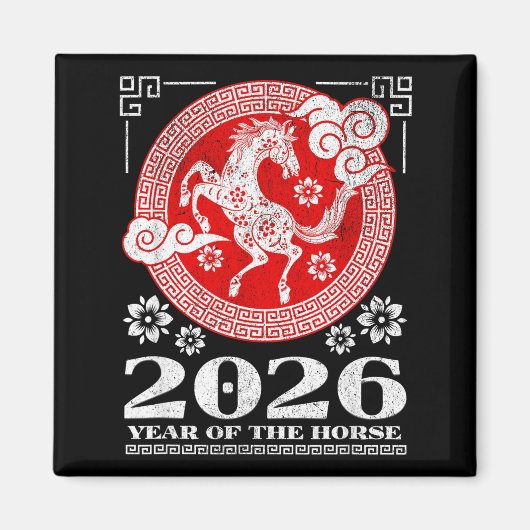 Aimant 2026 Lunar Chinese New Year Fire Horse  (Devant)