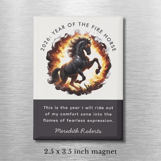 Aimant 2026 Year of the Fire Horse Motivational Quote
