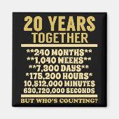 Aimant 20 Anniversaire T Chemise 20e Mariage Coup cadeau (Devant)