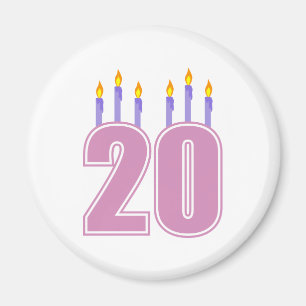 Aimant 20 bougies d'anniversaire (pourpre/rose)