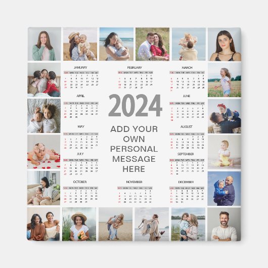 Aimant 20 Collage Photo 2024 Année En Coup D'Oeil Calendr (Devant)