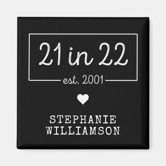 Aimant 21e anniversaire 21 dans 22 est 2001 Anniversaire (Devant)