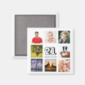 Aimant 21e anniversaire photo collage enregistrer la date (Recto/Verso)