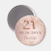 Aimant 21e anniversaire rose or blush enregistrer la date (Recto/Verso)