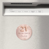 Aimant 21e anniversaire rose or blush enregistrer la date (In Situ (Lave-vaisselle))