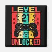 Aimant 21st Birthday Level 21 Unlocked Gamer Funny Birthd (Devant)
