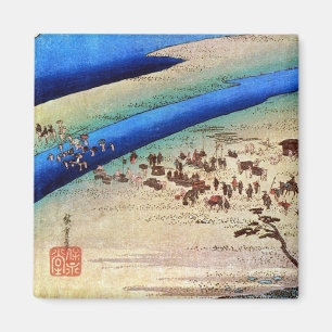 Aimant 24. 嶋 田 宿, 重 Shimada-juku, Hiroshige, Ukiyo-e, 広