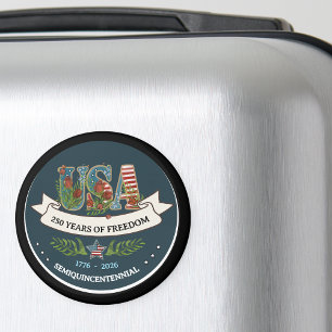 Aimant 250 Ans de Liberté Élégant Bleu Patriotique
